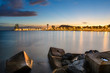 Coastline of Barcelona at sunset, Spain