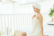 Beautiful asian woman relaxing in the room