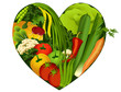 Vector: Vegetables in heart shape - diet products Vegetables in heart shape - diet products