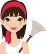 Vector: Pretty Girl holding a feather duster Pretty Girl holding a feather duster