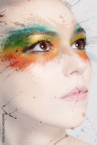 Photo: Colourful makeup with adding splashes and strokes Colourful makeup with adding splashes and strokes