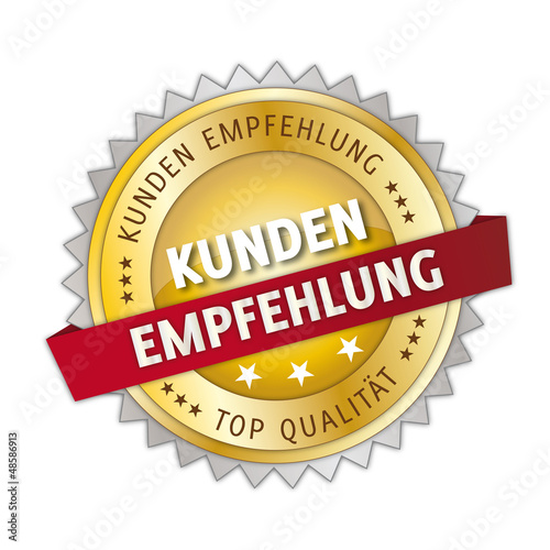 Vector: Kundenempehlung, Button, Gütesiegel, Aufkleber Kundenempehlung, Button, Gütesiegel, Aufkleber