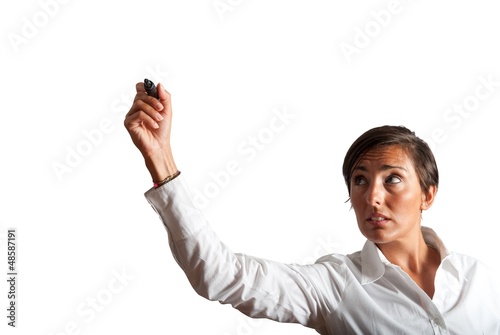 Photo: Businesswoman drawing on wihteboard Businesswoman drawing on wihteboard