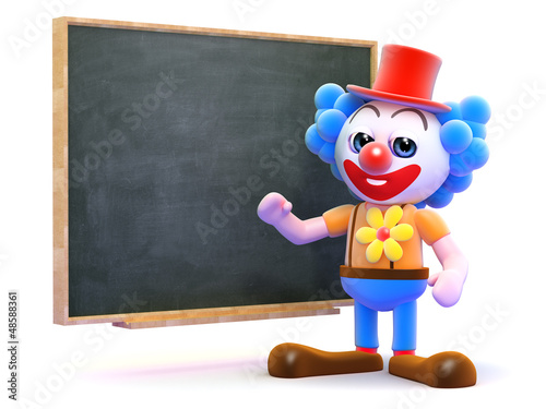 Illustration: Clown teaches at the chalkboard Clown teaches at the chalkboard