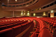 red armchairs rows in auditorium