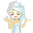 Vector: Cute girl with a cosmetic mask on her face Cute girl with a cosmetic mask on her face