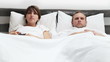 Wife and Husband watching Funny Movie and much laughing