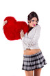 Photo: beautiful girl with red heart beautiful girl with red heart