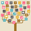 Vector: Social network tree background of SEO internet icons. Social network tree background of SEO internet icons.