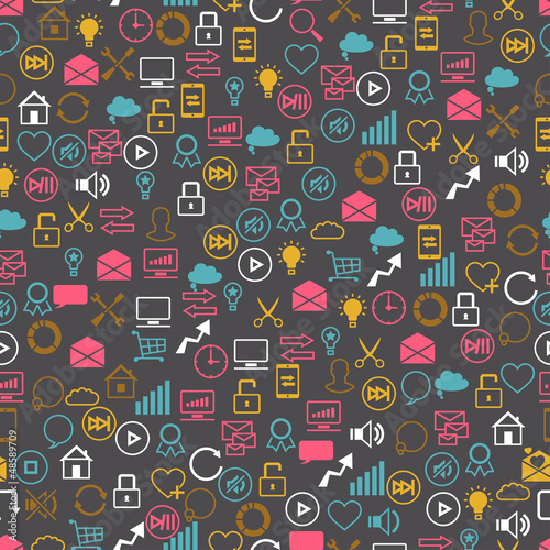Vector: Social network seamless pettern of SEO internet icons. Social network seamless pettern of SEO internet icons.