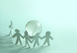 Team of paper doll people holding hands