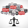 nuage de mots bulles silhouette : justice