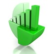 3d Pie and Bar chart green business concept