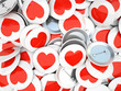 Buttons wirh red  hearts isolated on background
