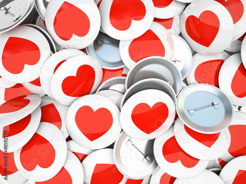Illustration: Buttons wirh red hearts isolated on background Buttons wirh red hearts isolated on background
