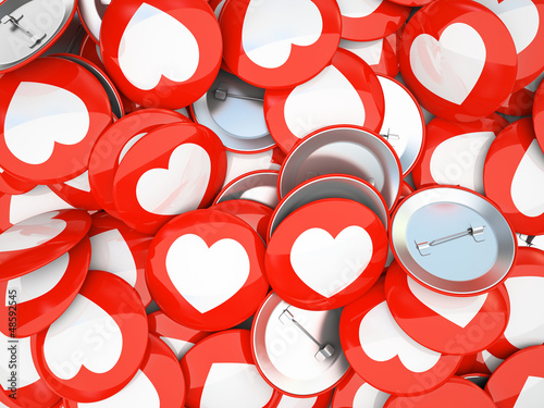 Illustration: Buttons with white hearts isolated on background Buttons with white hearts isolated on background