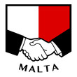 Malta flag and business handshake, vector illustration