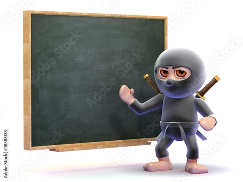Illustration: Ninja lessons at the blackboard Ninja lessons at the blackboard