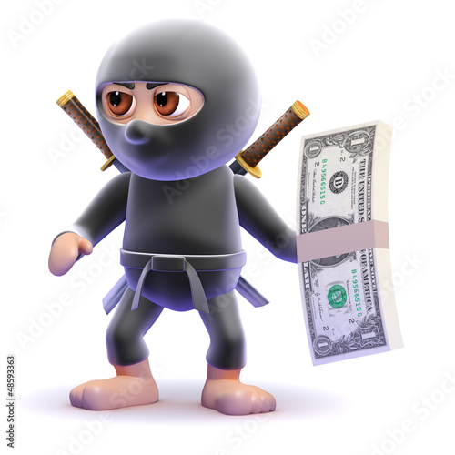 Illustration: Ninja is handed some dollars Ninja is handed some dollars