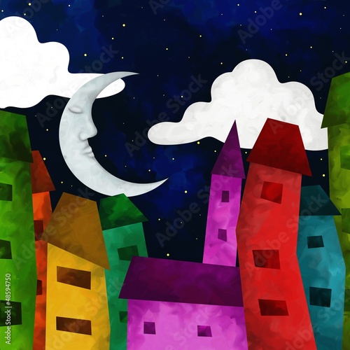 Illustration: casette di notte casette di notte