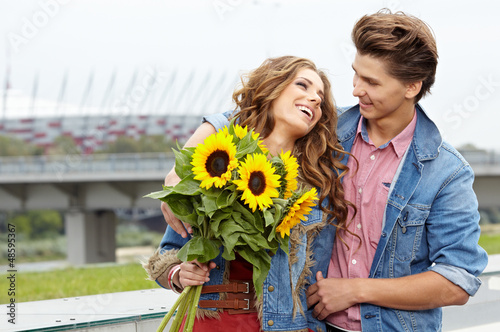 Photo: A man dating with his girlfriend. A man dating with his girlfriend.