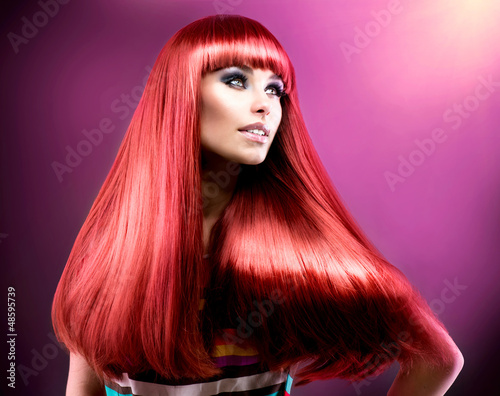 Photo: Healthy Straight Long Red Hair. Fashion Beauty Model Healthy Straight Long Red Hair. Fashion Beauty Model