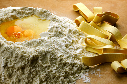 Photo: Italian fresh pasta: pappardelle Italian fresh pasta: pappardelle