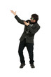 man indicate on white background
