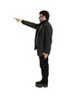 man indicate on white background