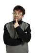 Photo: man puts finger in his mouth to reflect man puts finger in his mouth to reflect