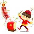 Vector: boy play drum Chinese New Year boy play drum Chinese New Year