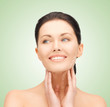 face and hands of beautiful woman