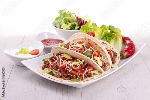 Photo: tacos with beef and tomato tacos with beef and tomato