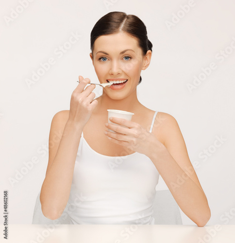 Photo: woman with yogurt woman with yogurt