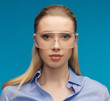businesswoman in protective glasses