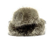 Raccoon winter hat on a white background