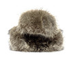 Raccoon winter hat on a white background