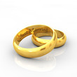 Engraved golden wedding rings , Just married