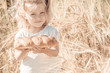 Little girl with tasty bread