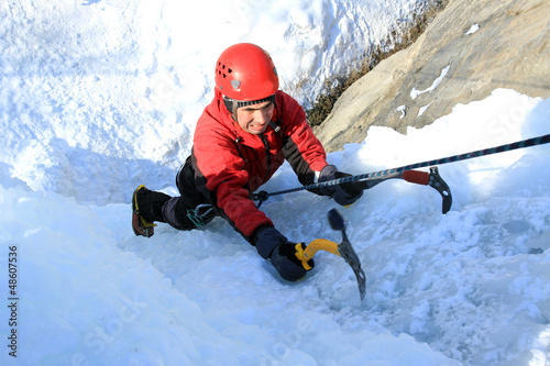 Photo: Ice climbing the waterfall. Ice climbing the waterfall.