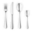 Fork, knife and spoon isolated on white background