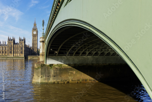 Photo: Westminster Bridge and Elizabeth Tower in London Westminster Bridge and Elizabeth Tower in London