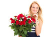 woman received bunch of roses from secret admirer