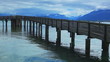 Video: Wooden bridge over lake. Wooden bridge over lake.