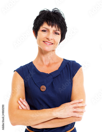 Photo: pretty mature woman portrait isolated on white pretty mature woman portrait isolated on white