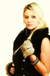 Portrait of young attractive fur woman