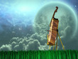 Cello in dream like landscape