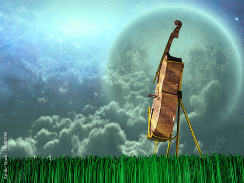 Illustration: Cello in dream like landscape Cello in dream like landscape