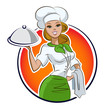 Vector: Woman cook restaurant Woman cook restaurant