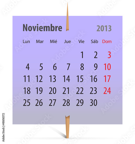 Vector: Calendar for November 2013 Calendar for November 2013